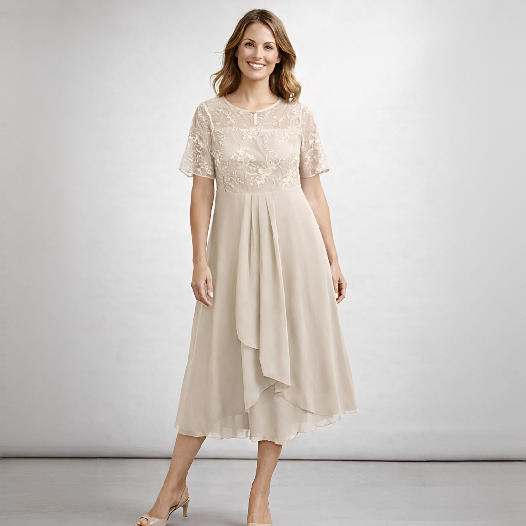 Damenkleid Floraine Elegant Lang Ärmel Schwarz - Norvielle