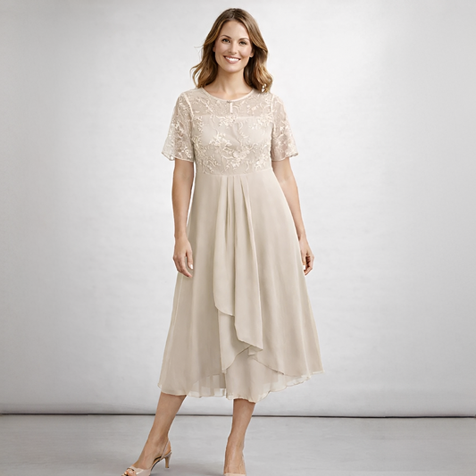 Damenkleid Floraine Elegant Lang Ärmel Schwarz - Norvielle