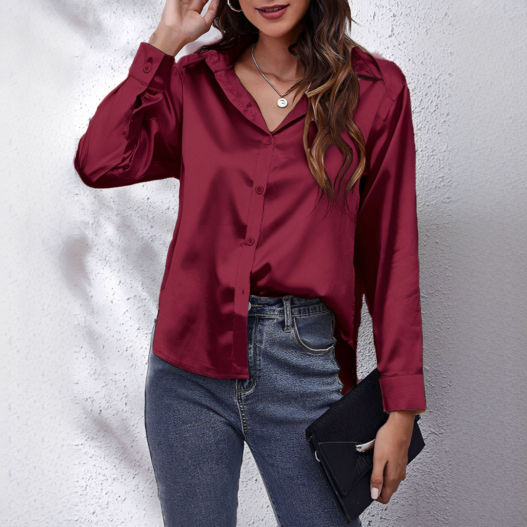 Damenbluse Elegant Modern Seide Weiß