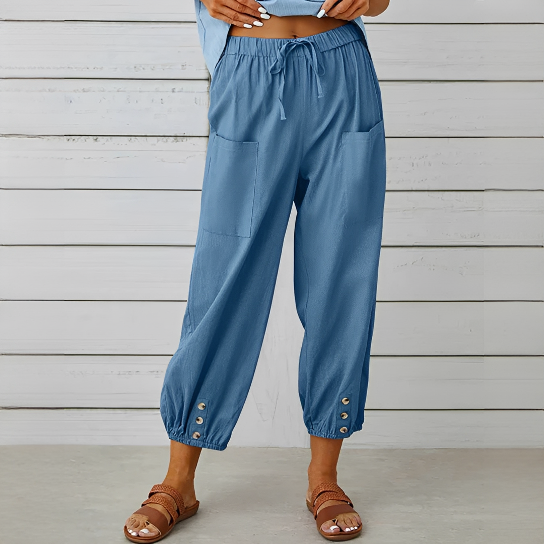 Damen Sommerhose Elegant Leicht Beige