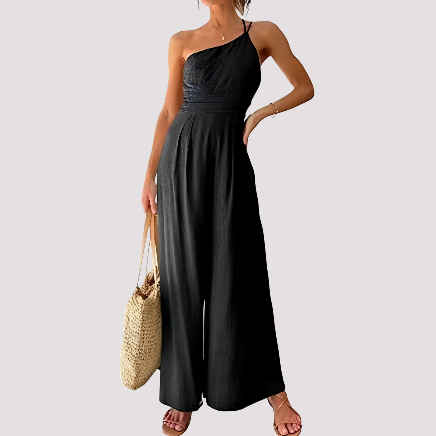 Damen Ein-Schulter-Jumpsuit Weites Bein Elegantes Design