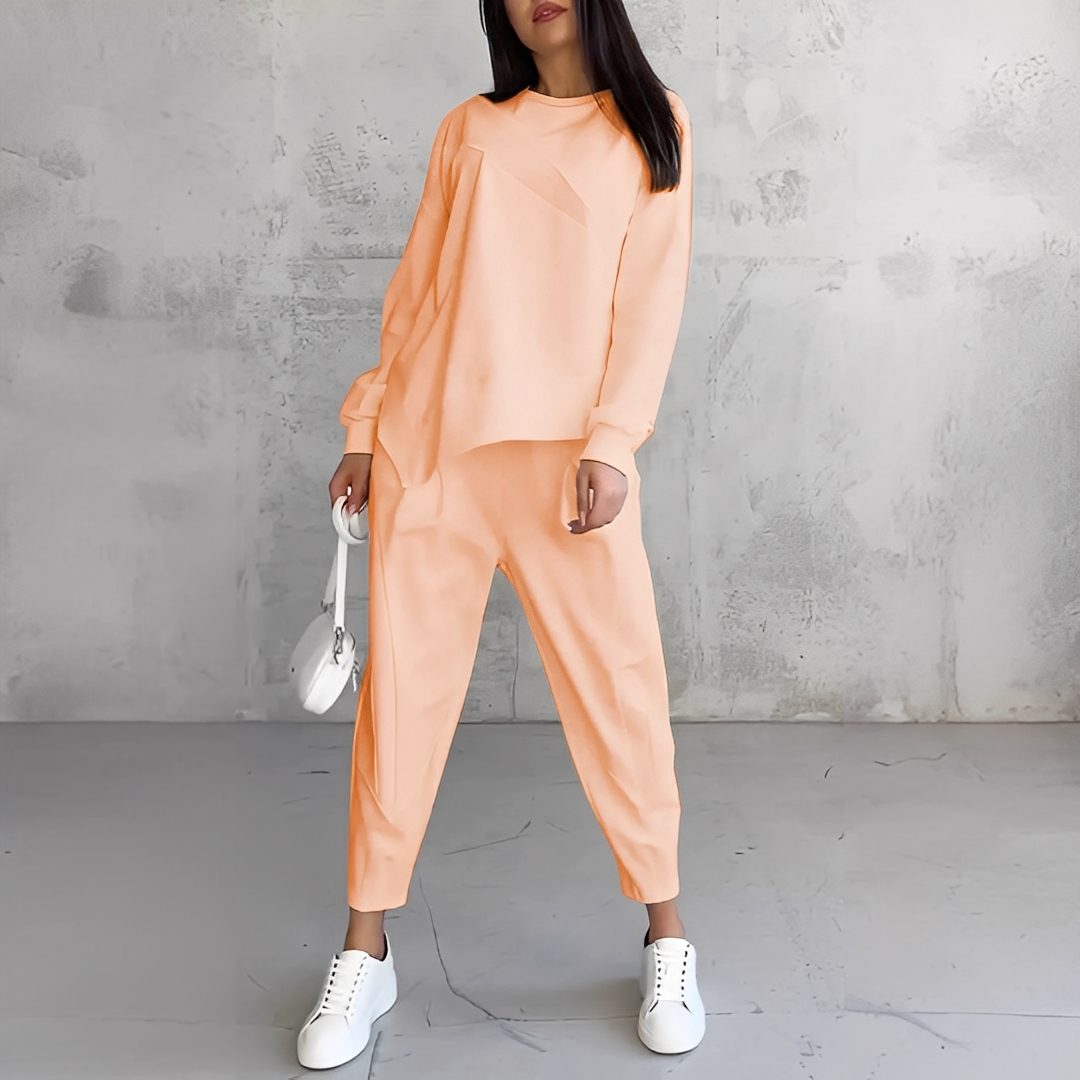 Damen Pullover Set Rundhals Hose
