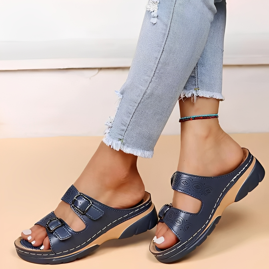 Damensommersandalen Komfort Matildah Leder Beige
