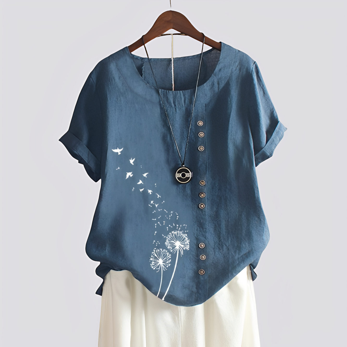 Damen Kurzarm-Shirt Bequem Baumwolle Weiß