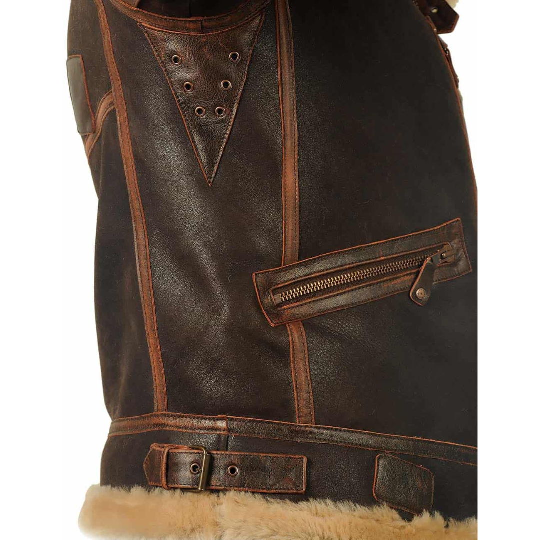 Maverick Herren Pilotenjacke Warm Leder