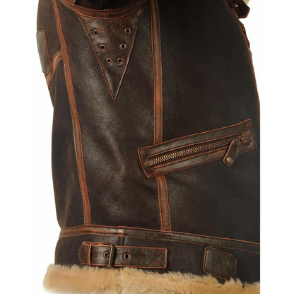 Maverick Herren Pilotenjacke Warm Leder