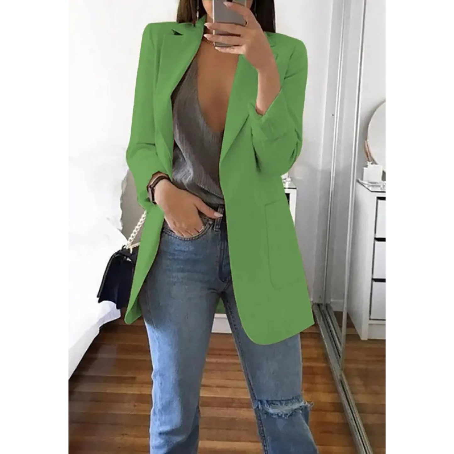 Damen Doppelreihiger Blazer Bürooutfit