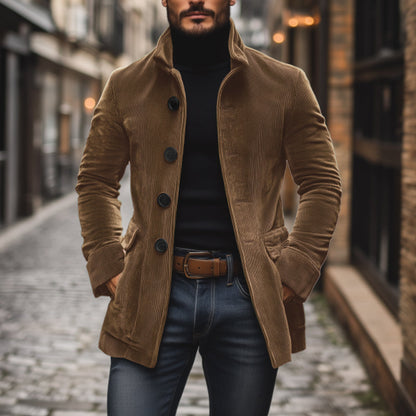 Damen Winterjacke Stehkragen Kurzmantel Einreihig Knöpfe