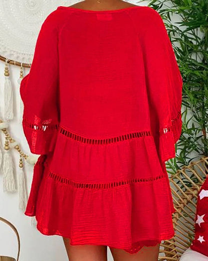 Boho Damen Tunika Leicht Sommerweiß