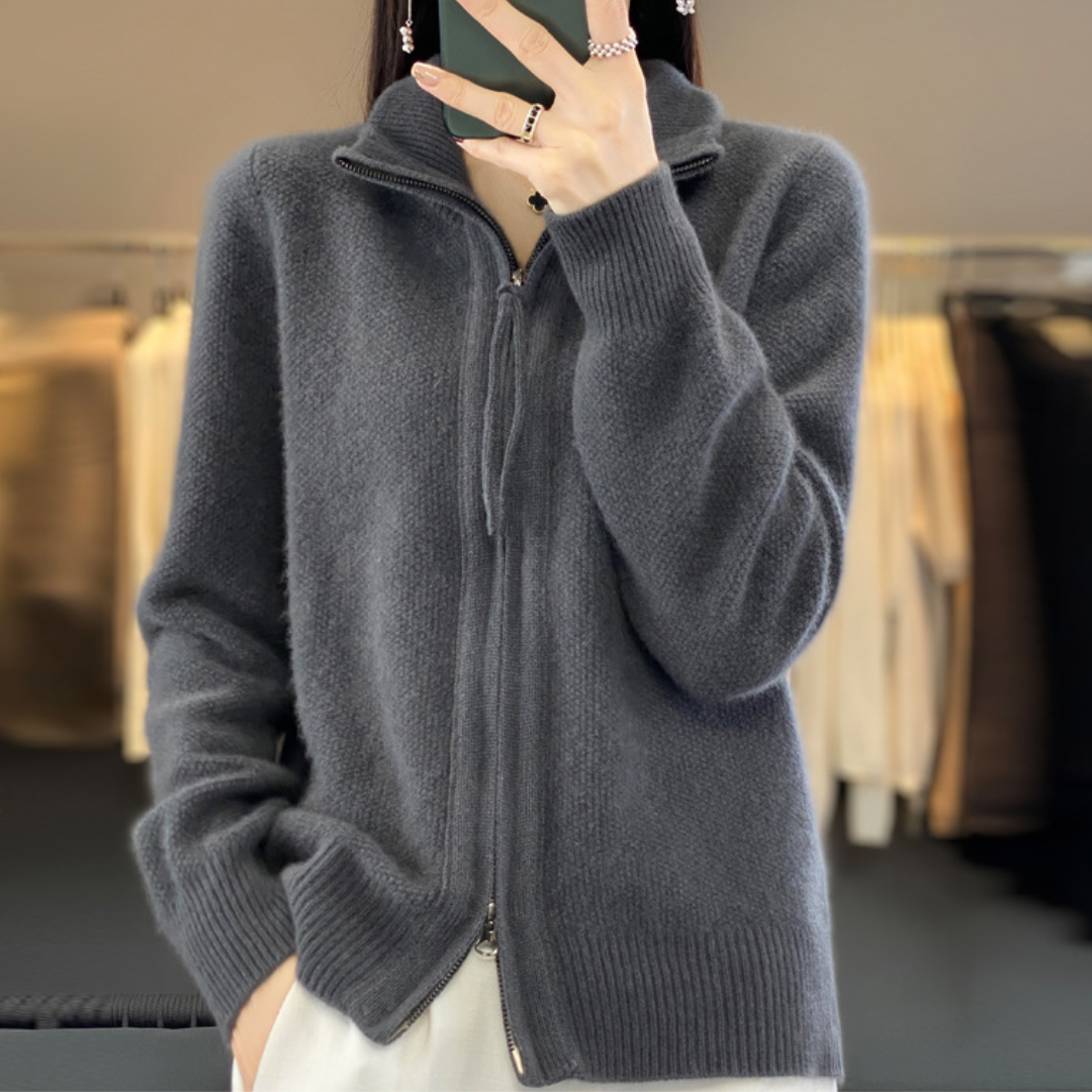 Norvielle Damen Strickjacke Reißverschluss Elegant