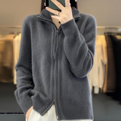 Norvielle Damen Strickjacke Reißverschluss Elegant