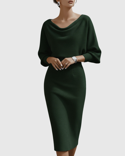 Damen Midikleid Elegantes Drapierkleid Fließend