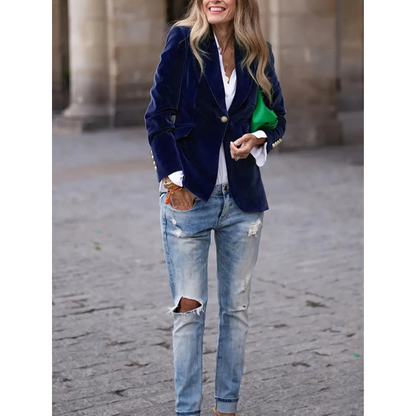Norvielle Damen Blazer Samtvelour Casual