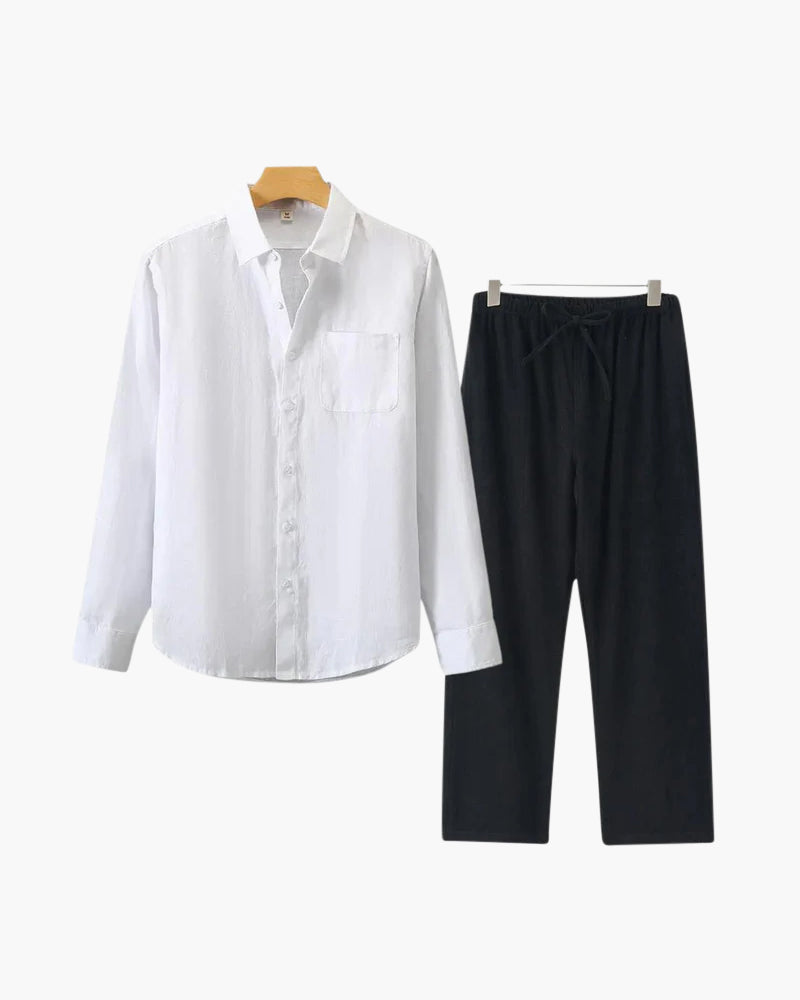 Herren Leinen-Anzug Lange Ärmel 2-teilig Beige