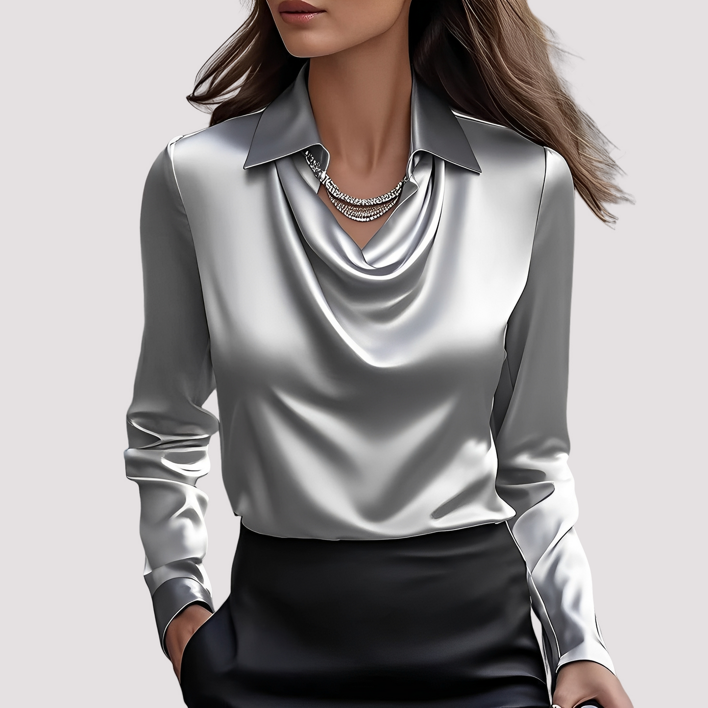 Elegante Damen Hemdbluse aus Seide Weiß