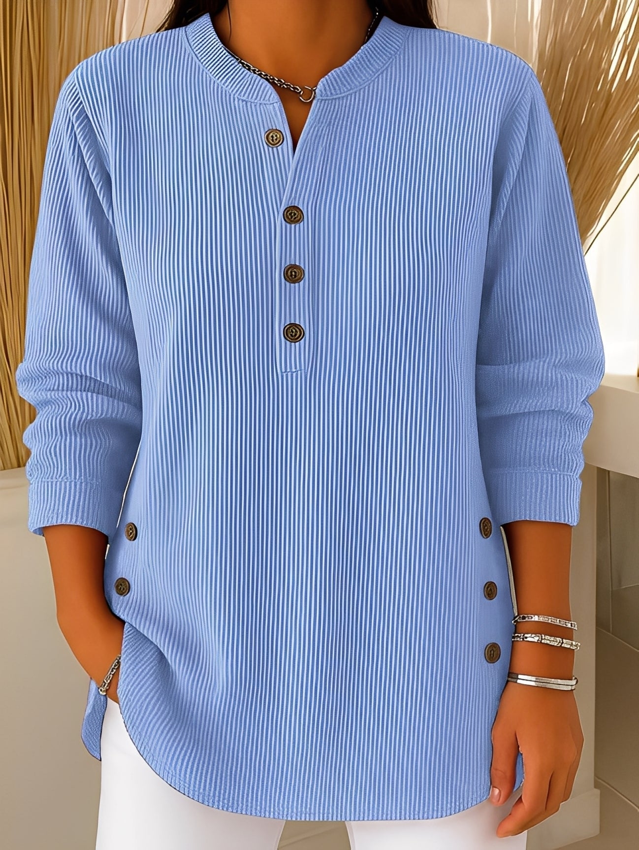 Damen Pullover Knöpfe Bequem