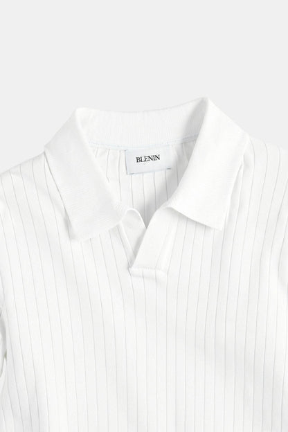 Herren Poloshirt Gestrickt Elegantes Design Weiß
