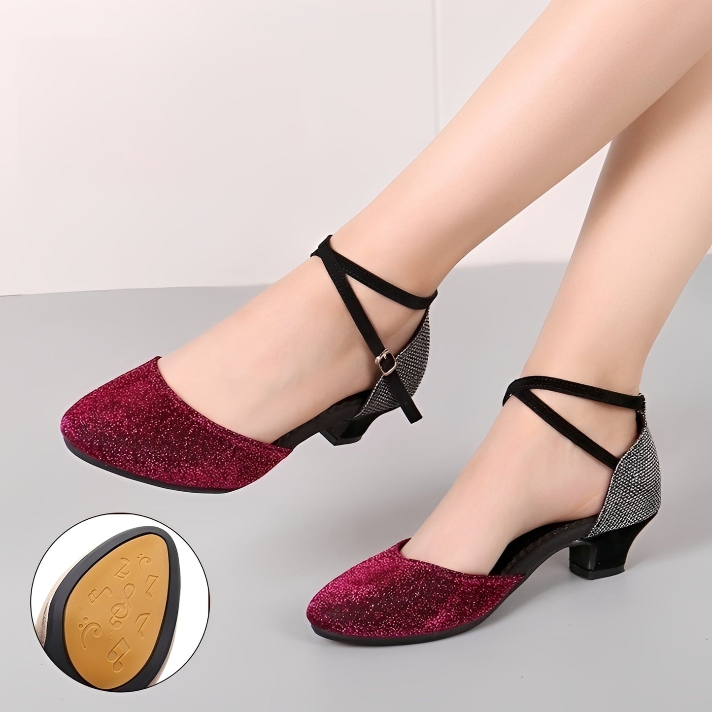Damen Glitzersandalen Elegantes Design Silber