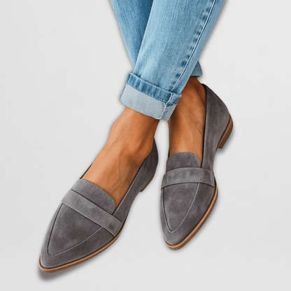 Damen Wildleder Loafer Spitz Zulaufend