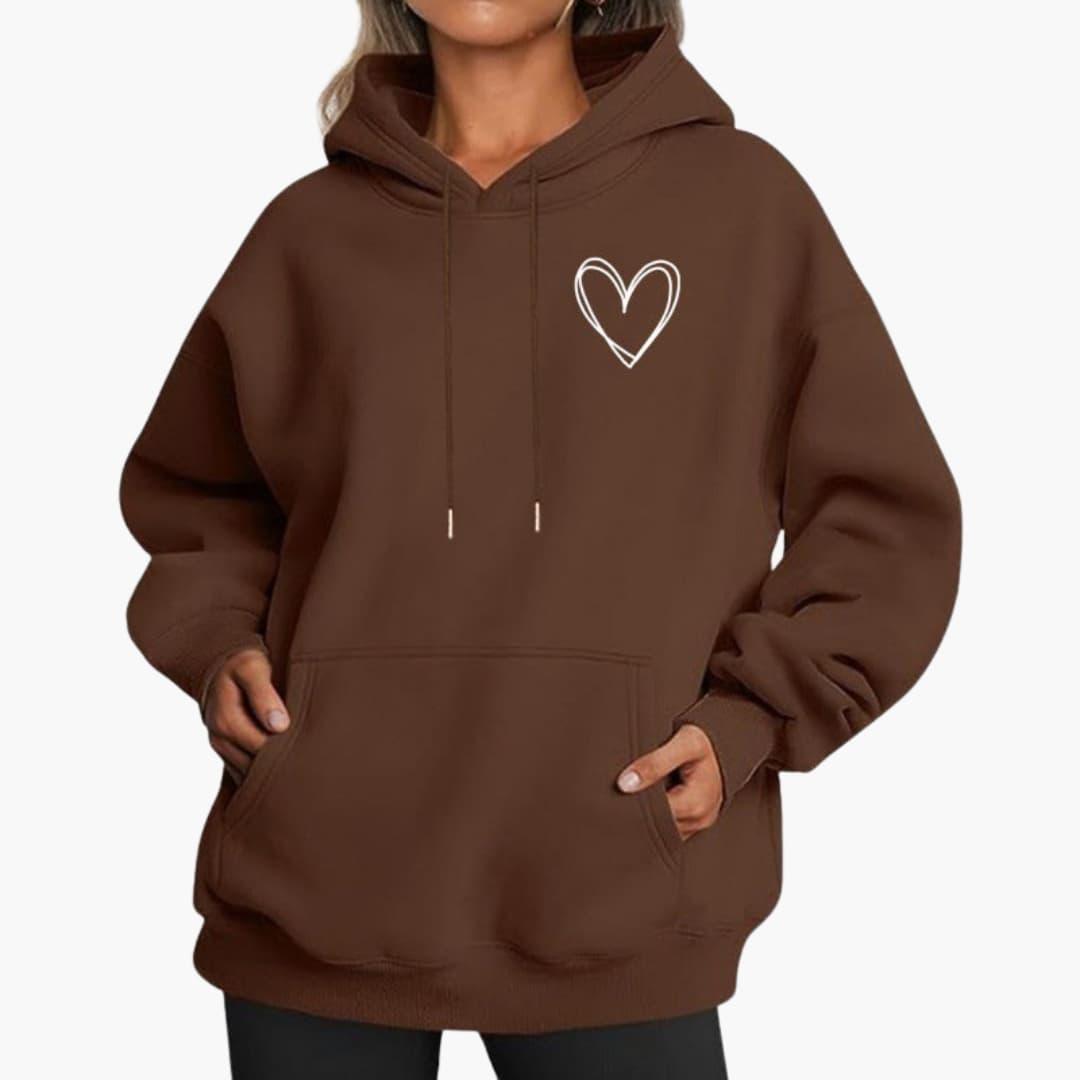 Damen Hoodie Kapuzenpullover Herzdruck