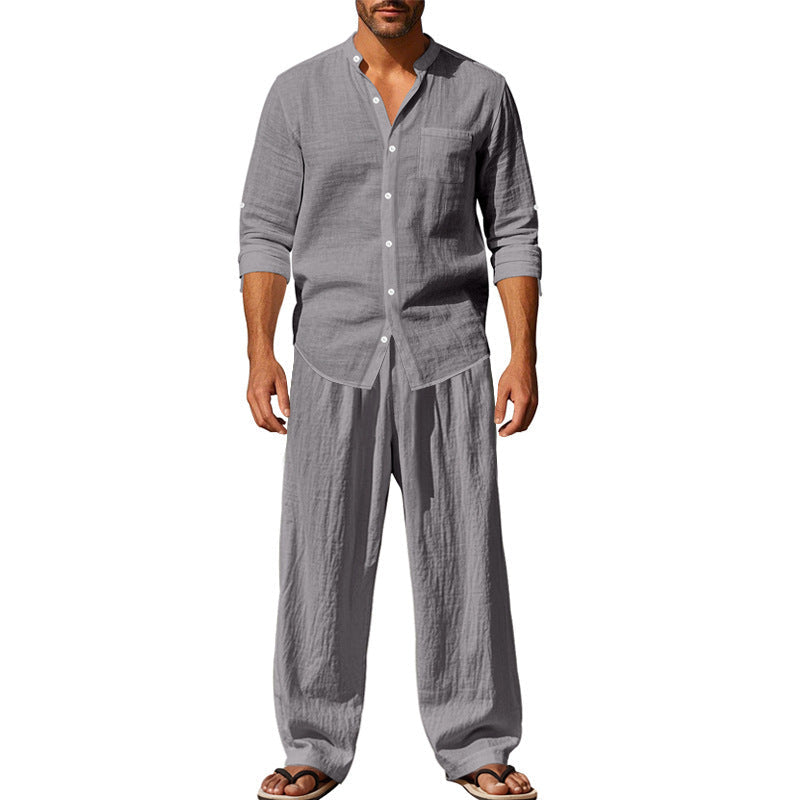 Gerald Herren Set Langarmshirt Hose Baumwolle Bequem