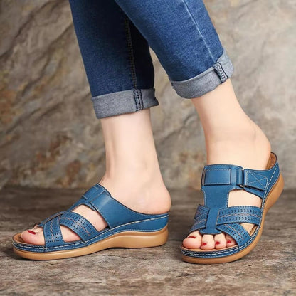 Damen Sommer-Sandalen Klettverschluss Offene Zehen Teilweise Robust