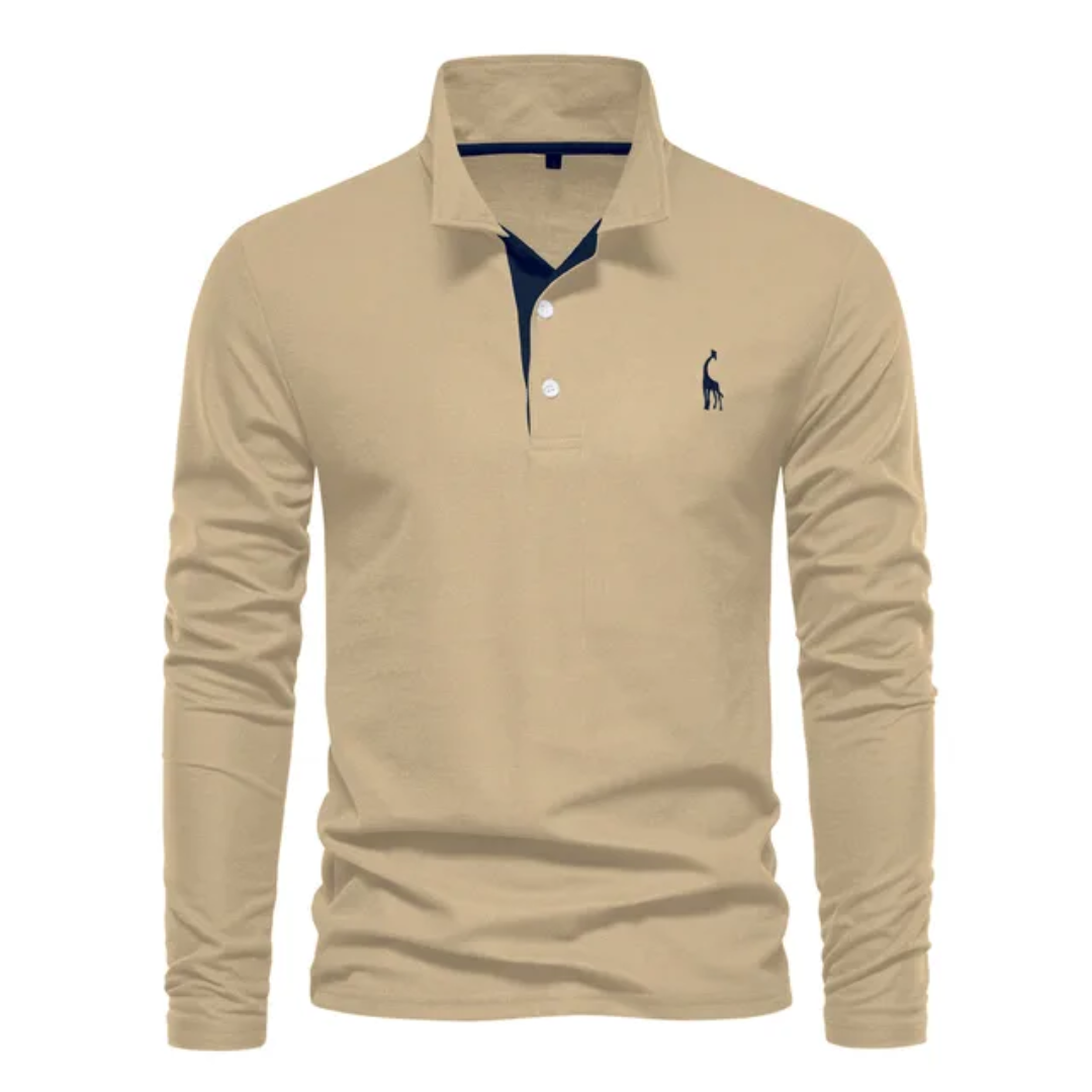 Herren Poloshirt Langarm Baumwolle Alltagstauglich