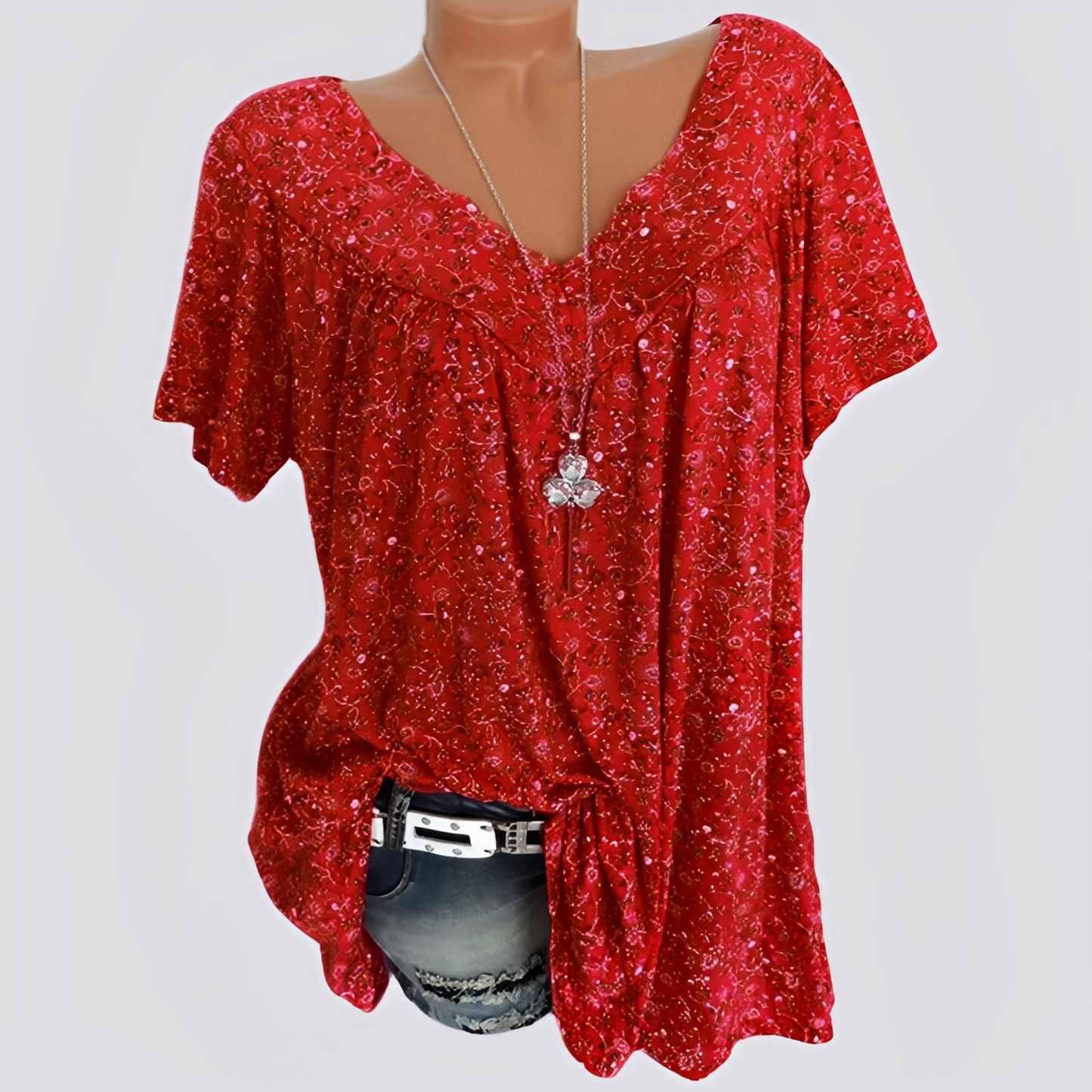 Damen Bluse Blumenmuster Baumwolle Locker Sitzend