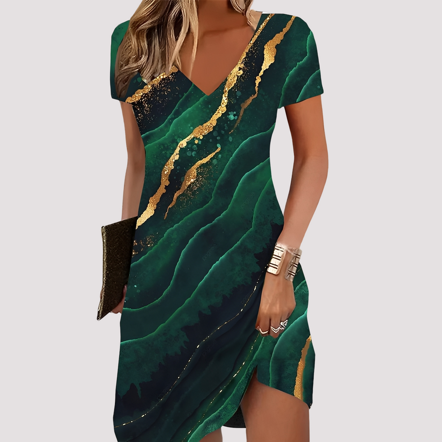 Damen Boho-Kleid V-Ausschnitt Lässig