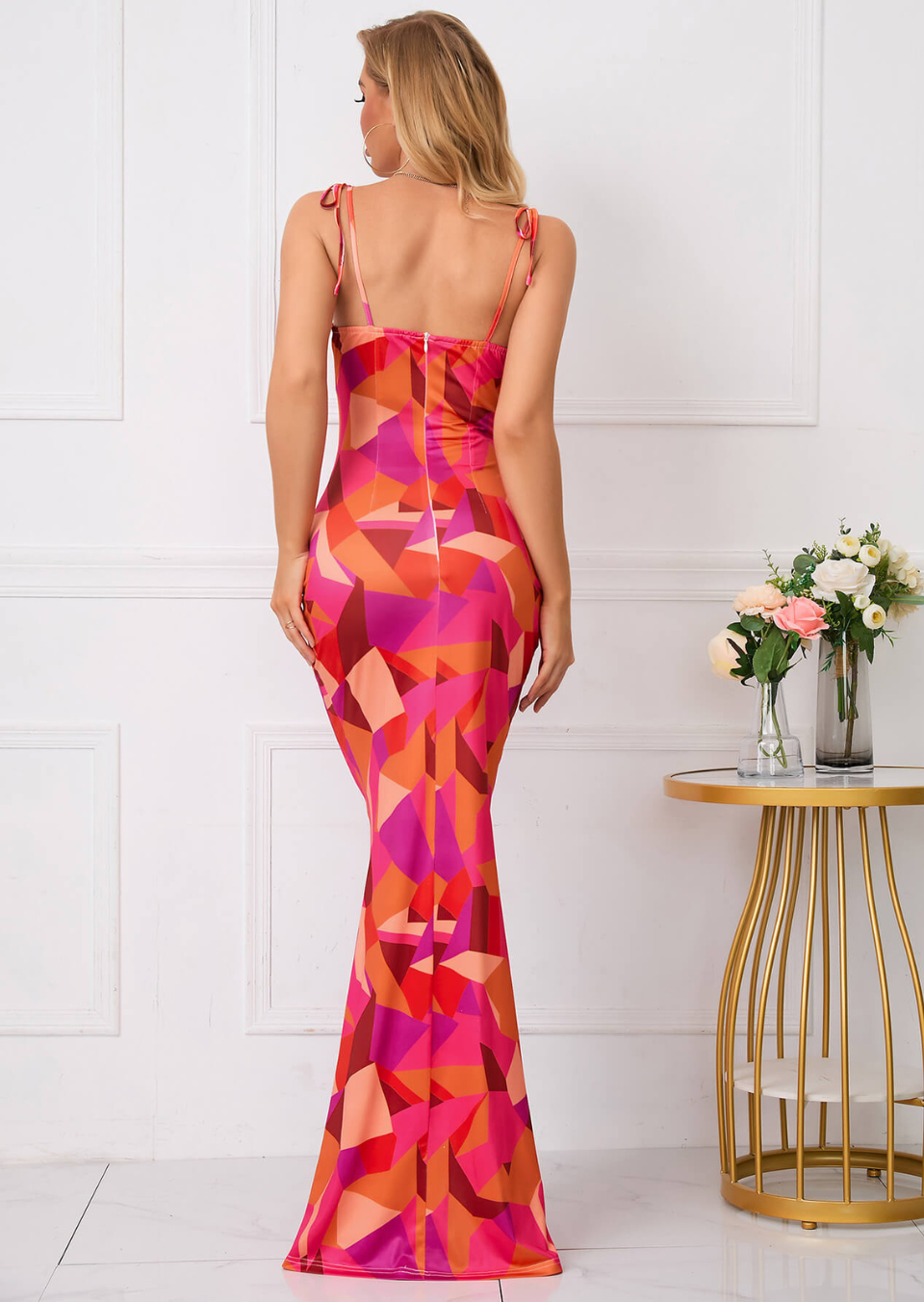 Damen Maxikleid Blumenmuster Schleifen Sommer