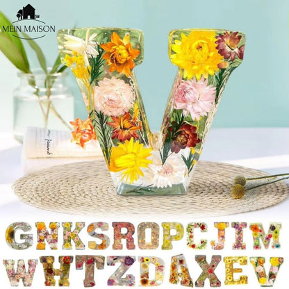 Florale Buchstabenlampe Harz Weiss
