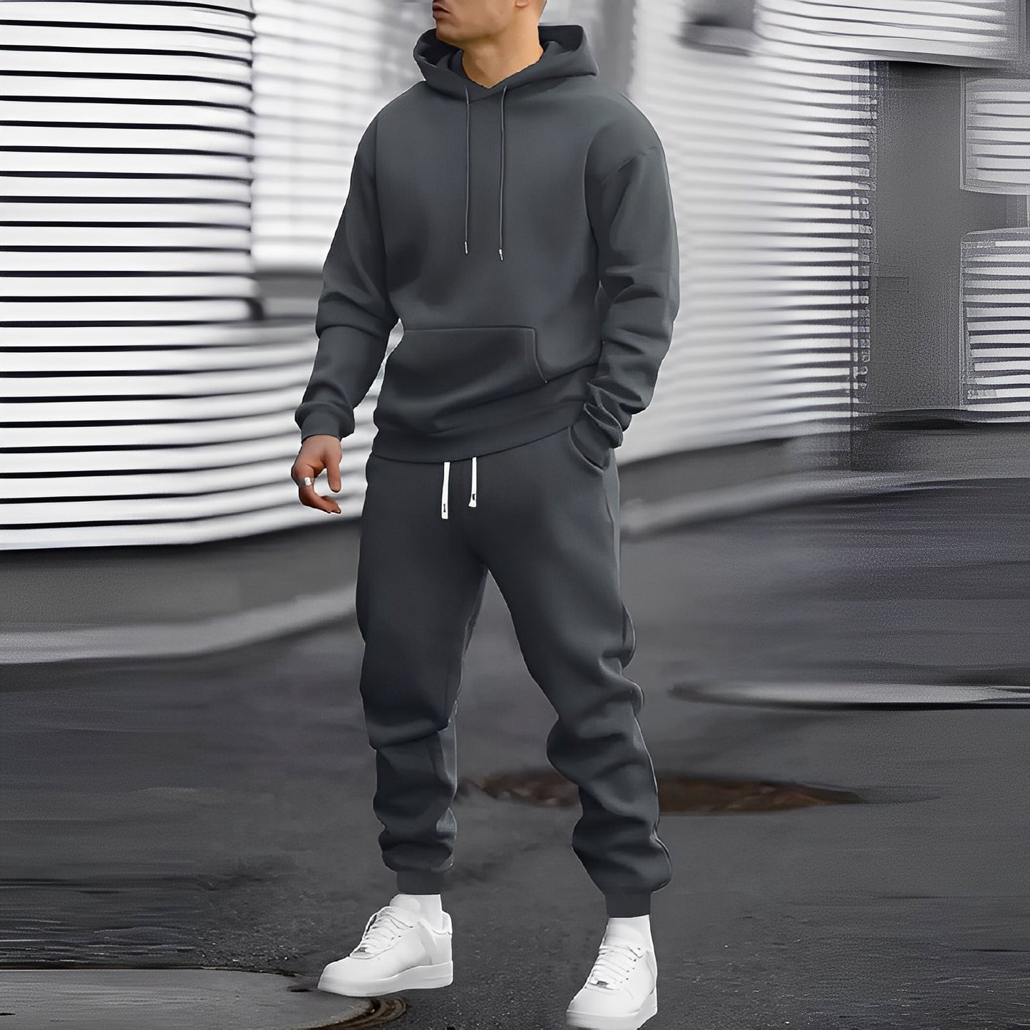 Herren Sportanzug Set mit Kapuze Bequem