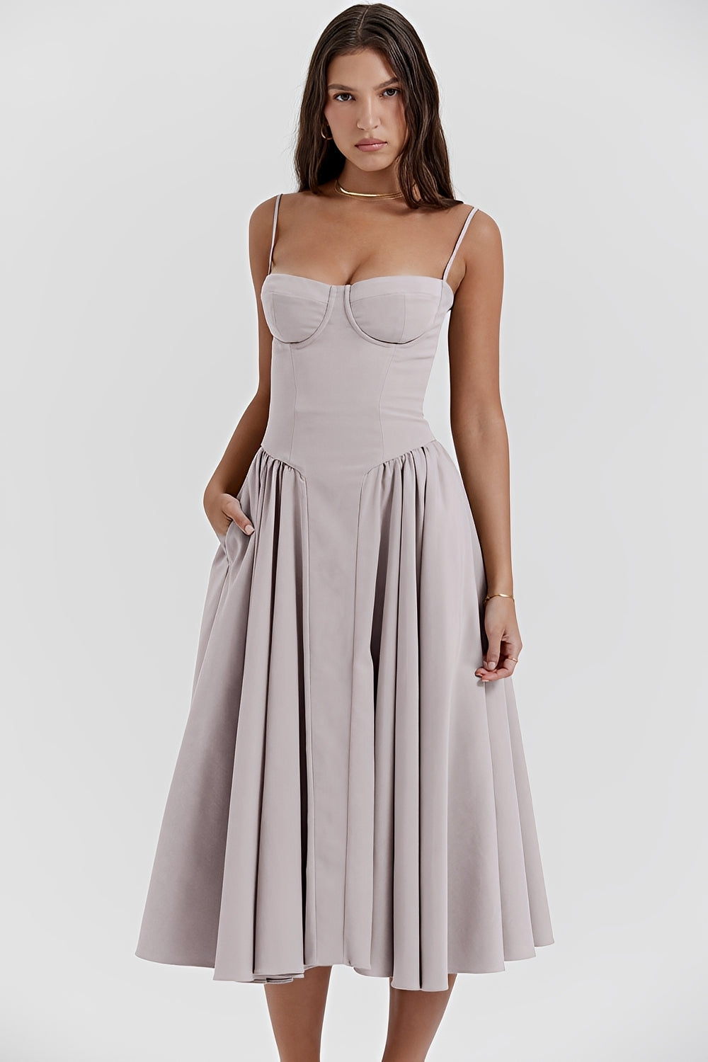 Damen Sling-Kleid Rückenfrei Leicht Sommerkleid
