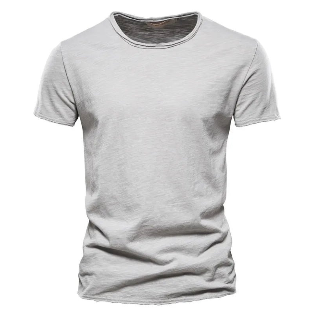 Herren Klassisches Rundhals T-Shirt aus Baumwolle Weiß