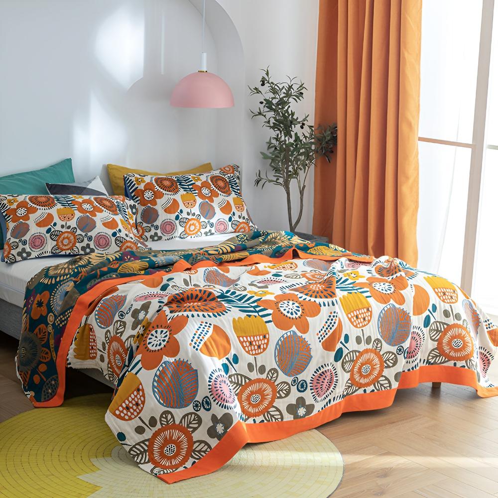 Boho Decke Blumenmuster Cartoon Design