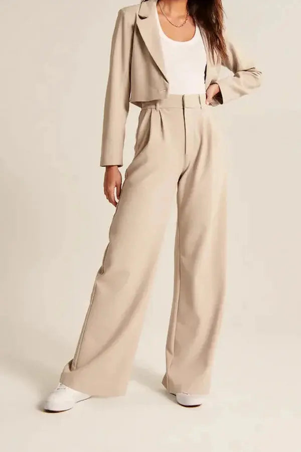 Elegante Damen High-Waist-Hose Wide-Leg Zeitloser Schnitt