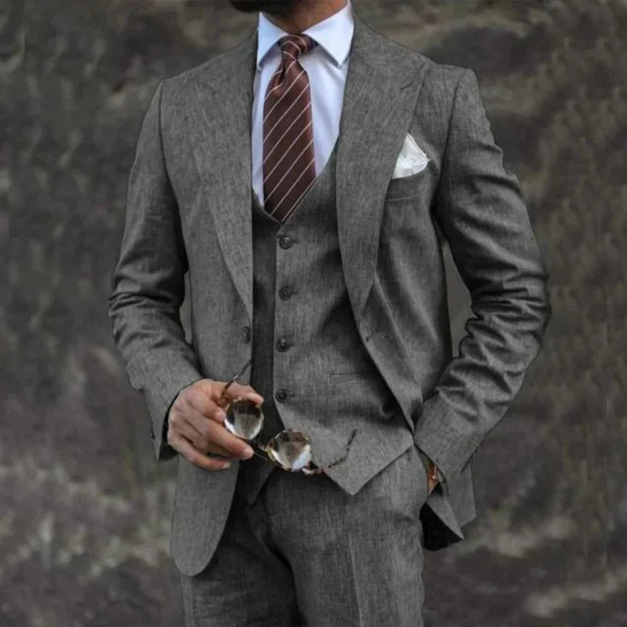 Herren Anzug 3-teilig Slim Fit Kragen