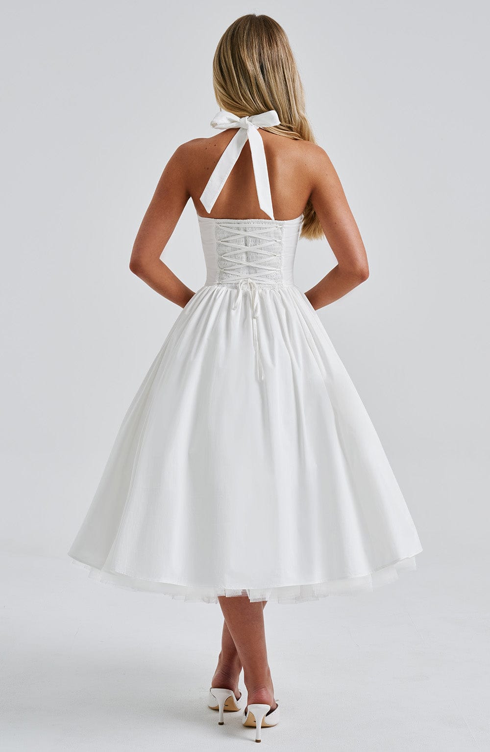 Damen Halterkleid Midi Länge für Hochzeitsgäste