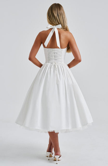 Damen Halterkleid Midi Länge für Hochzeitsgäste