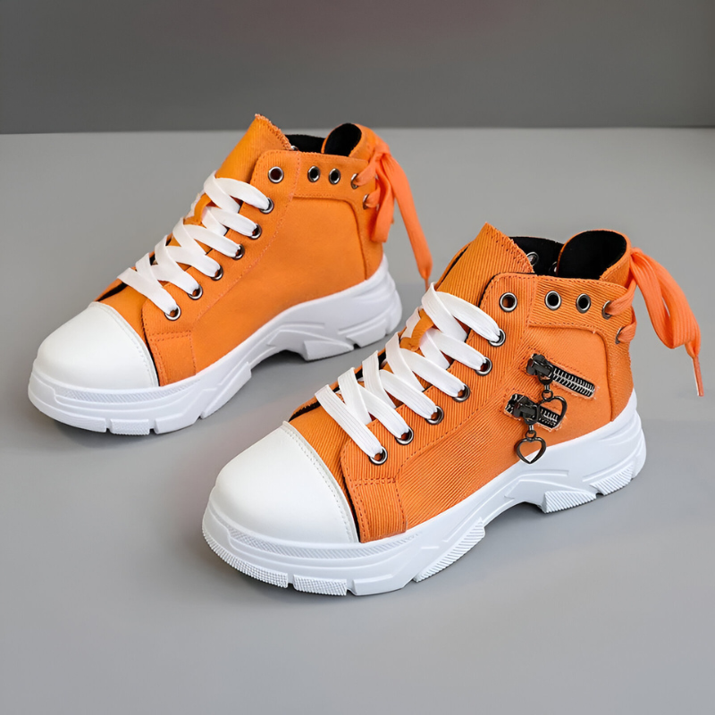 Damen High- Sneaker Jeansblau Reißverschluss