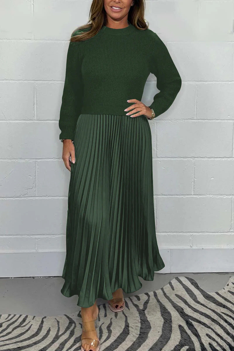 Damen Kleid Faltenrock Bequem