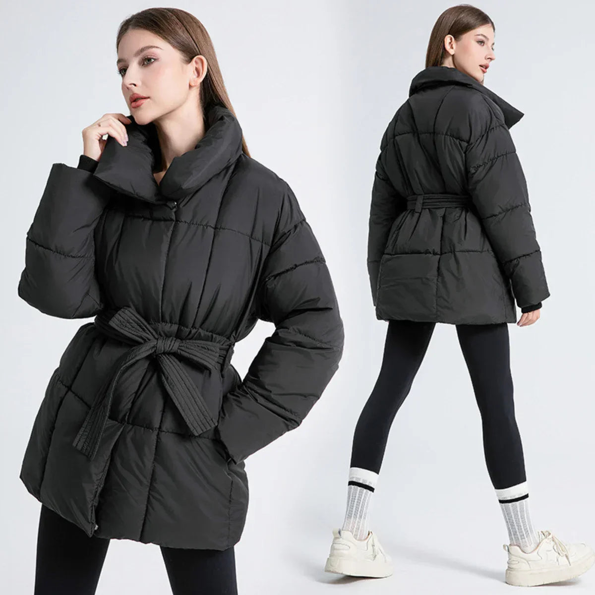 Damen Winterjacke Taillierte mit Gürtel