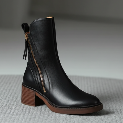 e Lederstiefel Damen Elegante Absatzschuhe