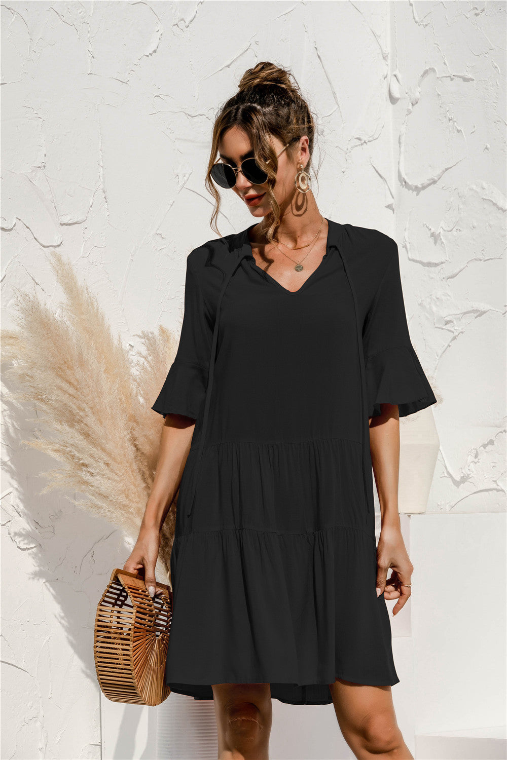 Damen Kleid Weite Ärmel Trendig