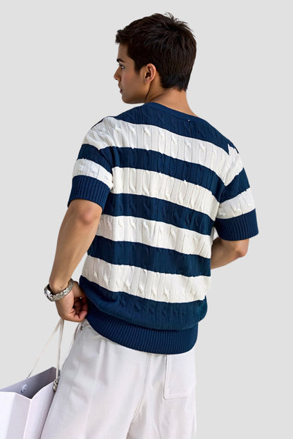 Herrenpullover Gestreift Kurzärmelig Bequem