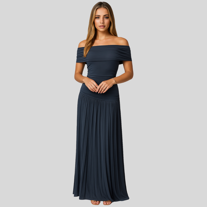 Damen Maxikleid Hochzeitsgast Gefaltet Weiß