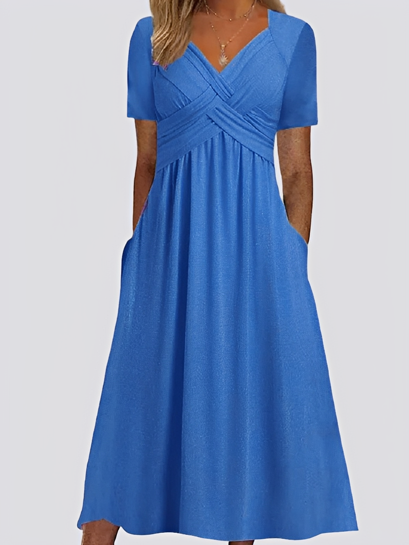 Damen Midikleid Kurzärmelig Lässig