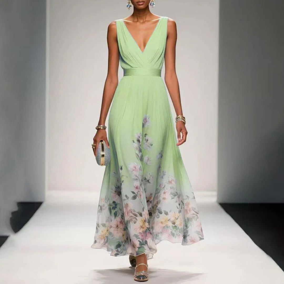 Damen Hochzeitsgästekleid Blumenmuster Kleid