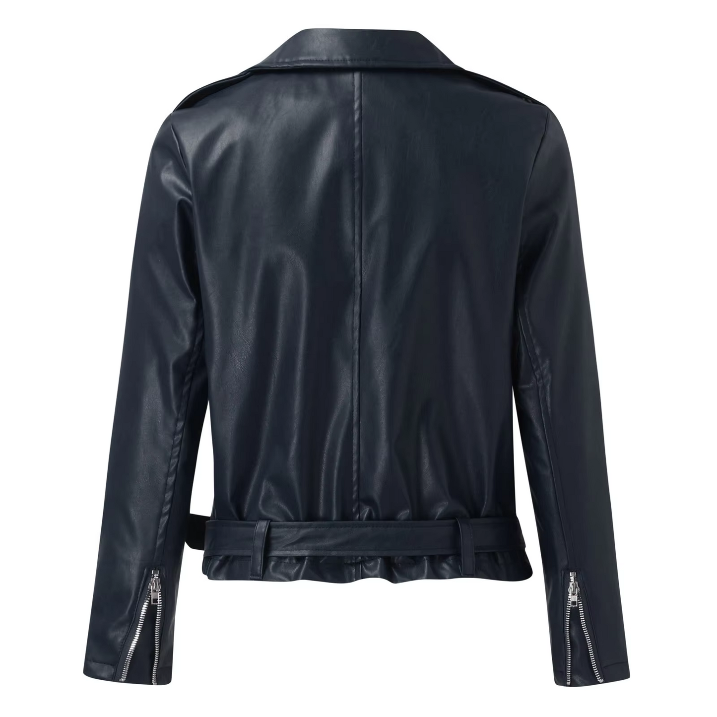 Damen Bikerjacke Leder Gürtel Reißverschluss