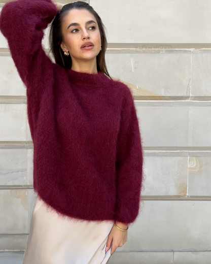 Norvielle Damen Mohair Pullover Kuschelig Beige